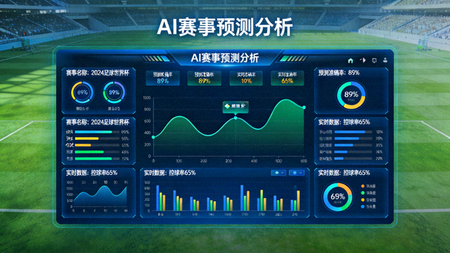 AI赛事预测图表与个性化数据面板可视化设计，展示智能分析曲线