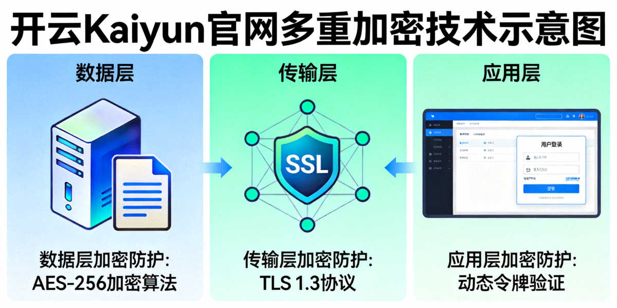 开云Kaiyun官网多重加密技术示意图，展示数据层、传输层与应用层加密防护
