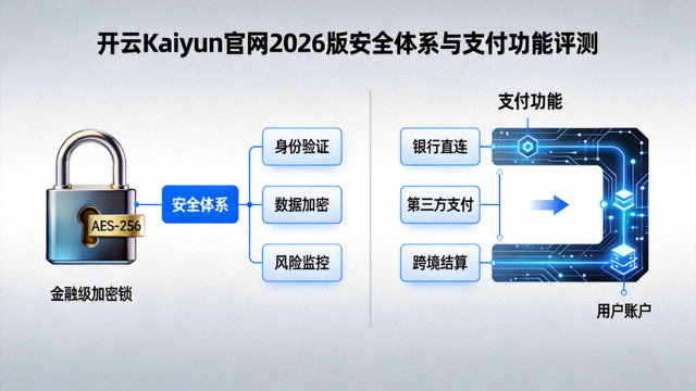 开云Kaiyun官网2026版安全体系与支付功能评测配图，加密锁与支付通道示意